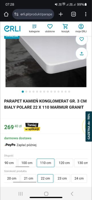 Bialy parapet konglomerat marmur granit nowy