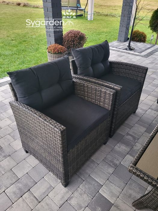 PROMOCJA!Zestaw mebli ogrodowych,Konifera, rogówka,2 fotele,2 pufy,