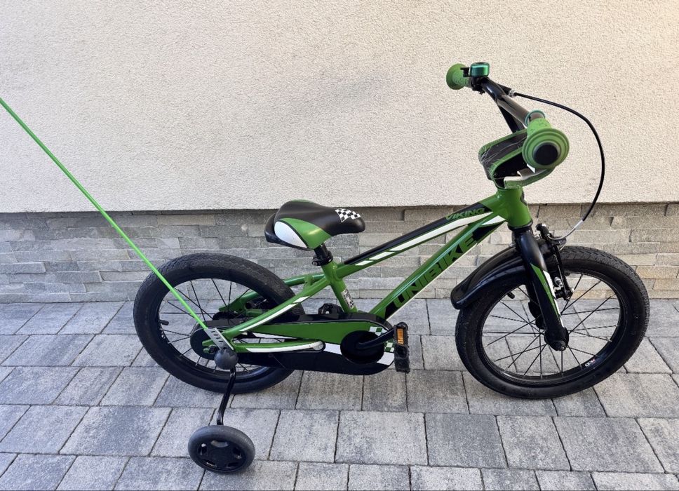 Gwarancja! Super stan Unibike Viking koła 16” kółka bocze plus flaga