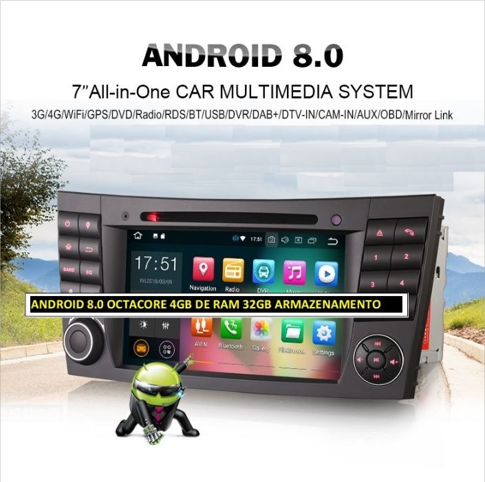 Auto-rádio 2 din android 14 64GB para Mercedes E220 w211 w219 w463