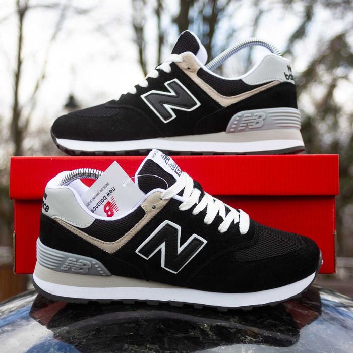 (1925-1926-2348) Кросівки New Balance 574 чорні з білим (з 36 по 45) нью беленс