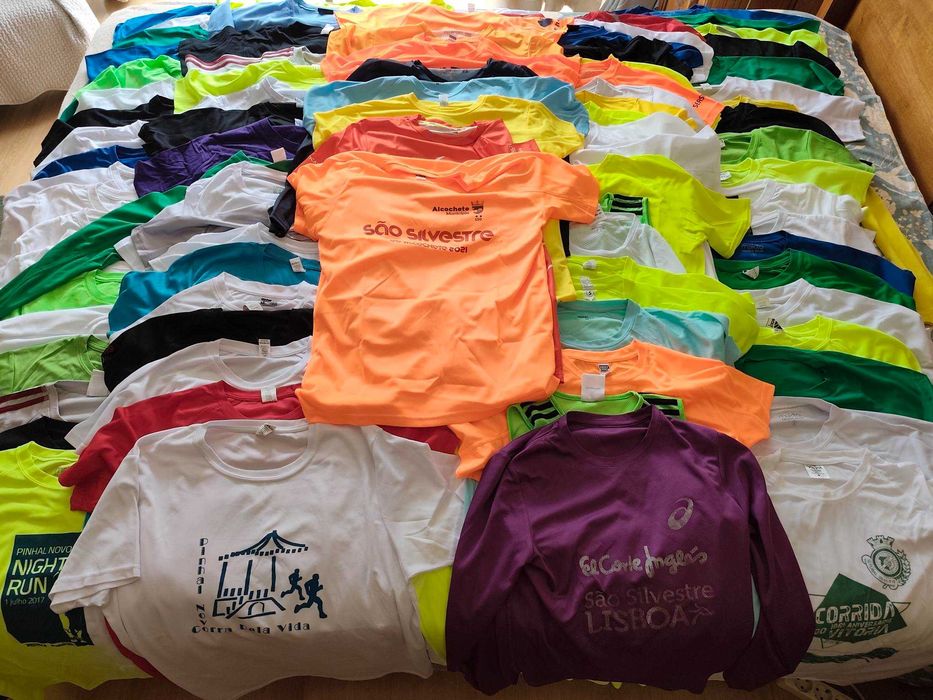 100 T‑shirts de Corrida • Novas • Higienizadas • Entrega em Mão