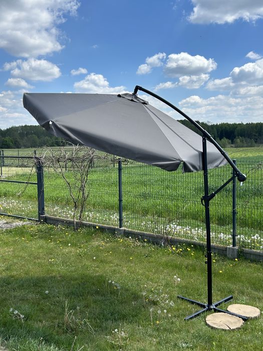 Parasol Ogrodowy Boczny Z Regulacją Pochyłu 350 x 250cm Antracyt