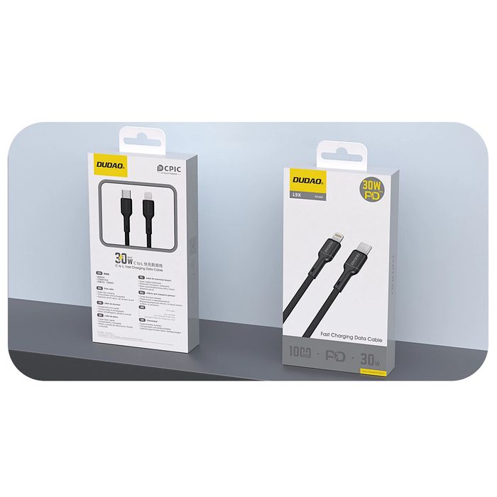 Kabel Dudao L9X 30W USB-C - Lightning 2m - czarny