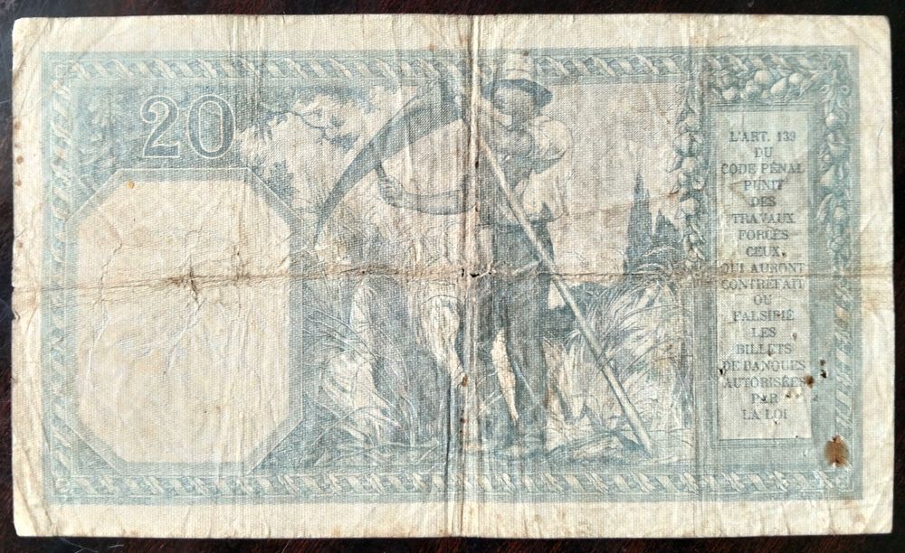 Nota 20 Francos 1918 França Excelente Estado Rara