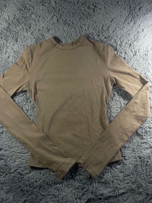 Brązowa bluzka z długim rękawem longsleeve basic XS