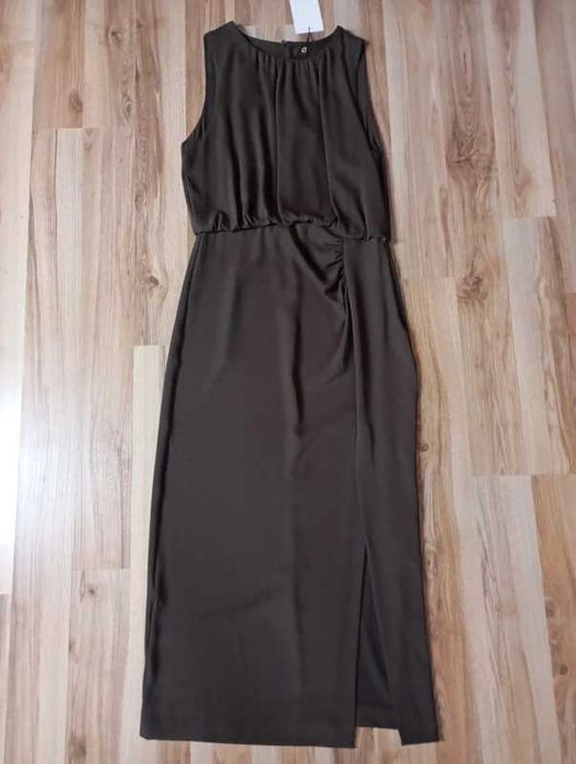 Sukienka długa Zara brązowa