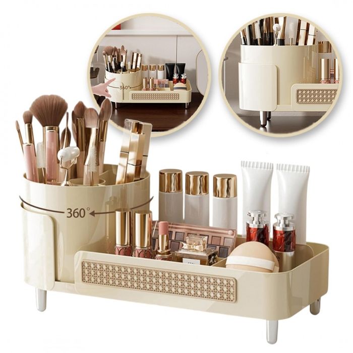 Organizer na pędzle, kosmetyki, plecionka wiedeńska obrotowy