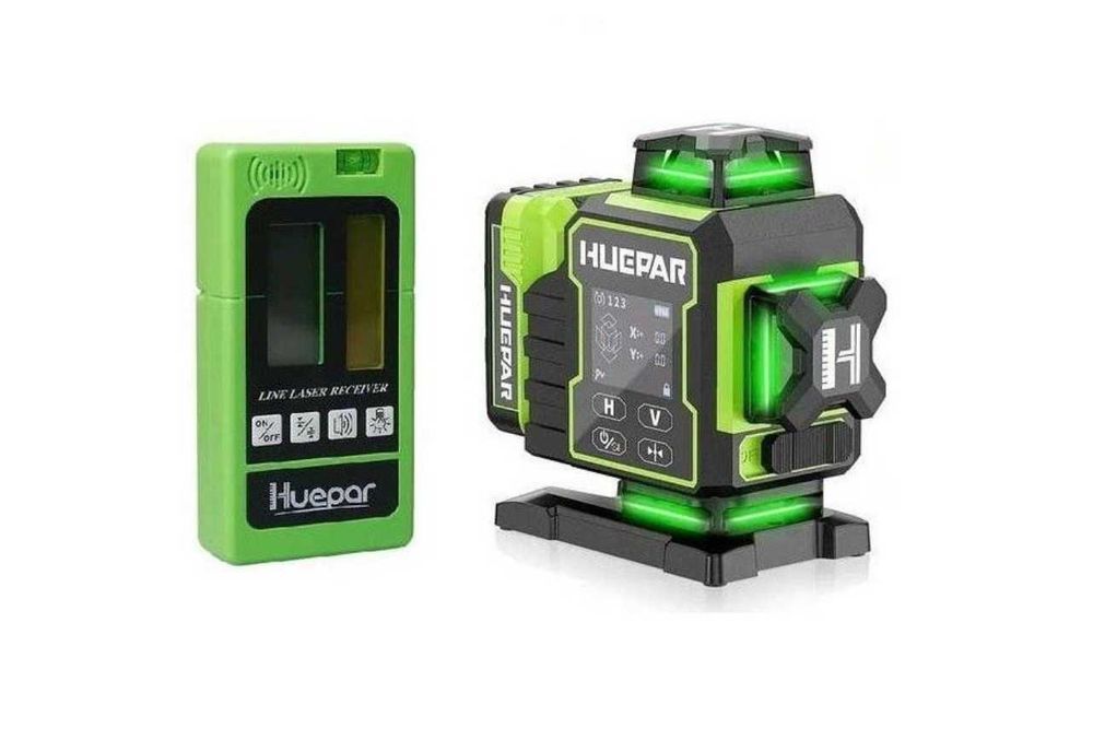 Лазерний рівень Huepar W04CG Premium відкалібрований нівелір з приймач