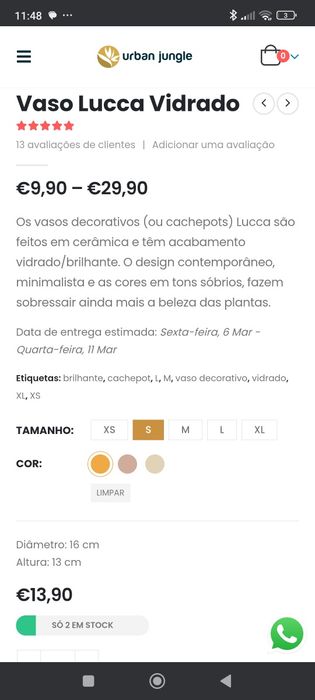 Vaso de Cerâmica Vidrado Lucca