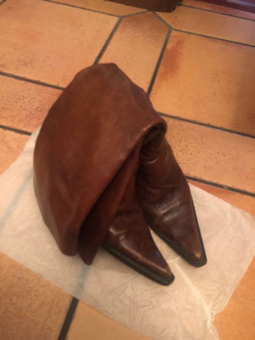 Botas de cano alto de pele genuína