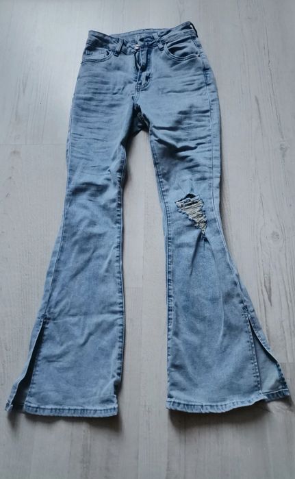 Jeansy dzwony niebieskie XXS petite #wiosenny hit #158 #85% bawełna
