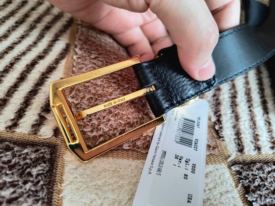 Ремінь Versace Printed Elk Gold Medusa Buckle Belt Blue 80