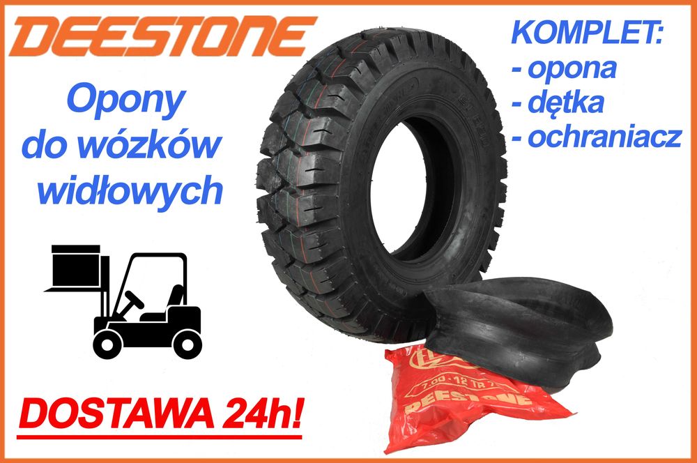 Opony do wózków widłowych 7.00-12 14PR Deestone z dętką i ochraniaczem