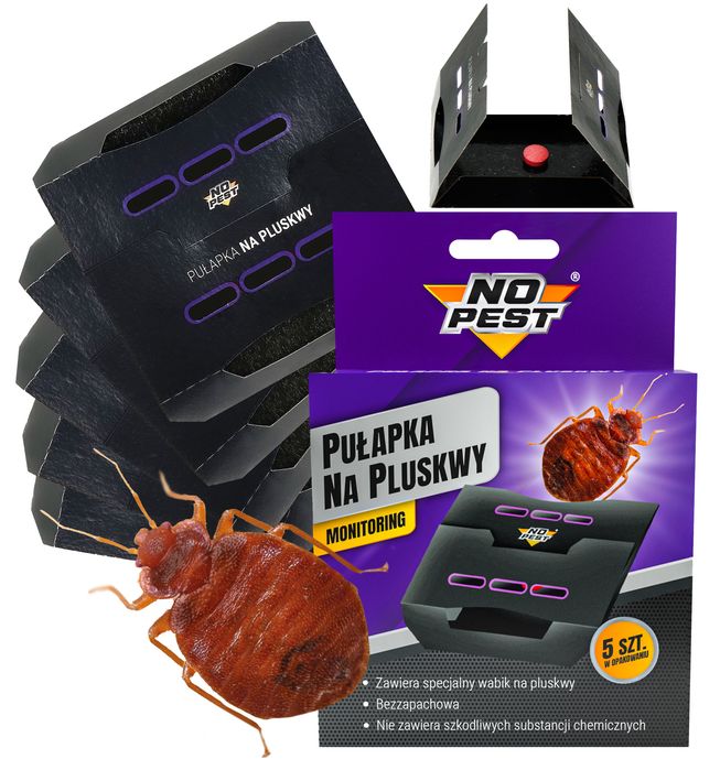 Pułapka lepowa na pluskwy. Lep do zwalczania pluskiew No Pest® (5 szt)