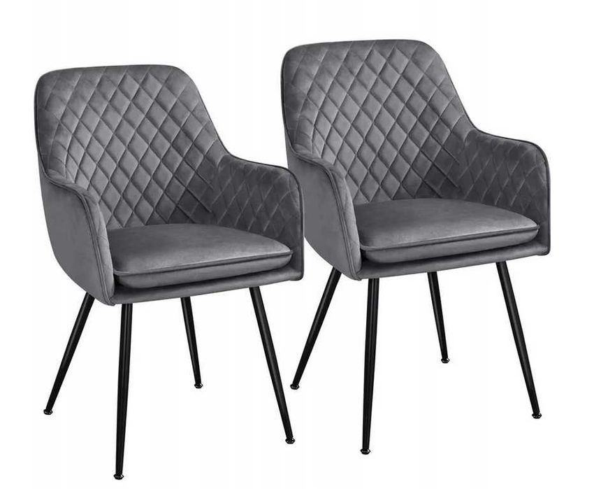 Zestaw 2 krzeseł ,kolor szary, sztuczna skóra