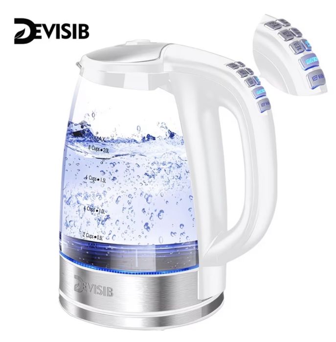 Скляний електрочайник 2L 2200W DEVISIB | Контроль температури