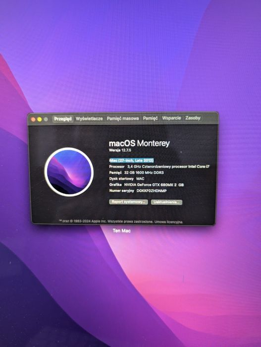 iMac 27 cali late 2012