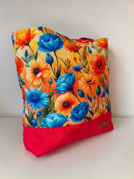 Torba shopper Hand made maki chabry wielorazowa Eco bag