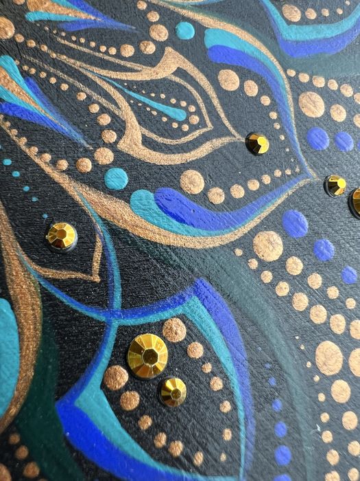 Mandala ręcznie malowana dekoracja ścienna boho glamour prezent