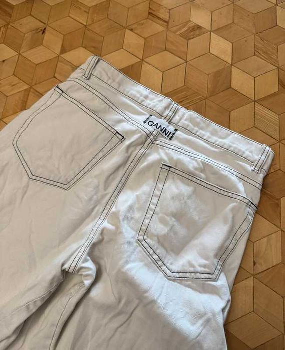 Spodnie damskie GANNI cargo baggy denim White Jeans 26