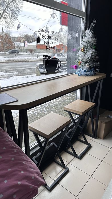 Барний стіл + 2 стільці в стилі лофт