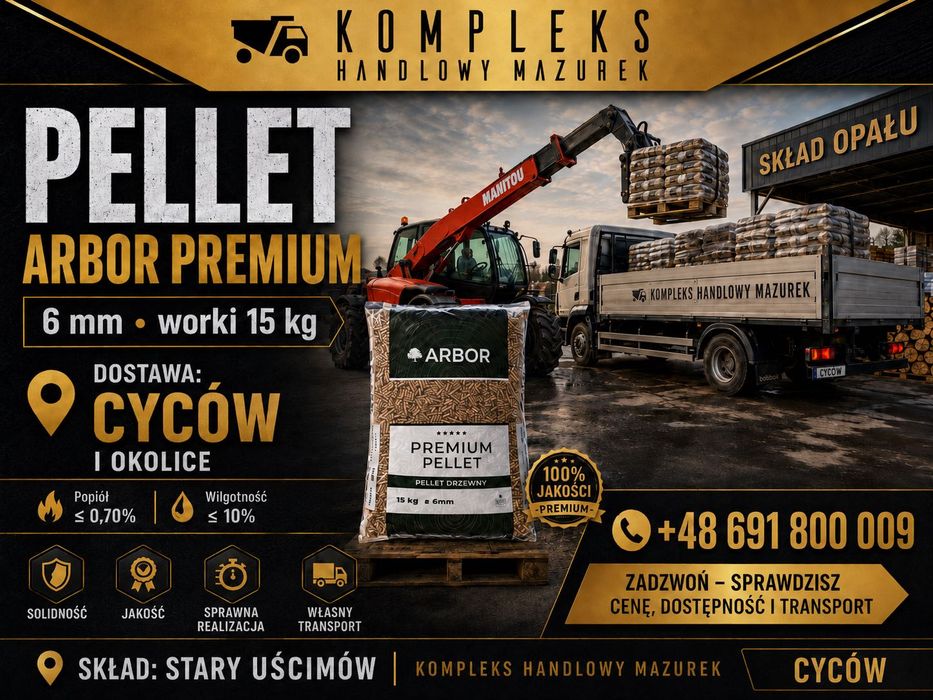 PELLET ARBOR Premium 6 mm | opał z dostawą węgiel, drewno, cement