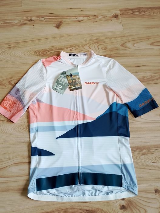 Nowa Wielobarwna Męska Koszulka Sportowa Kolarska Rowerowa Darevie Sunset Aero