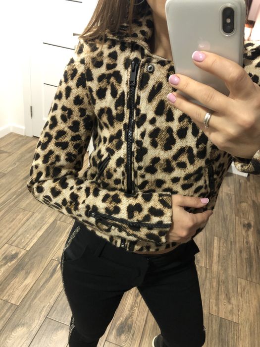 Тренд леопард! Куртка косуха леопард H&M, стильна косуха
