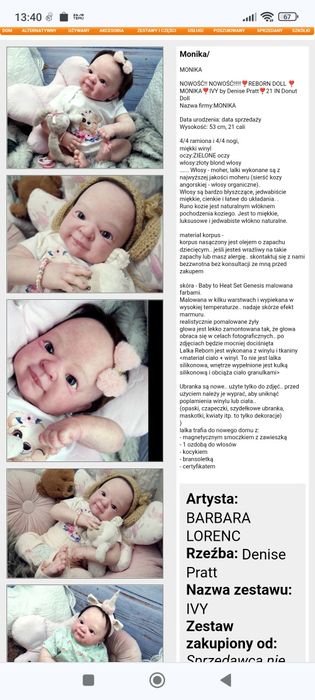 Reborn model Ivy 53 cm