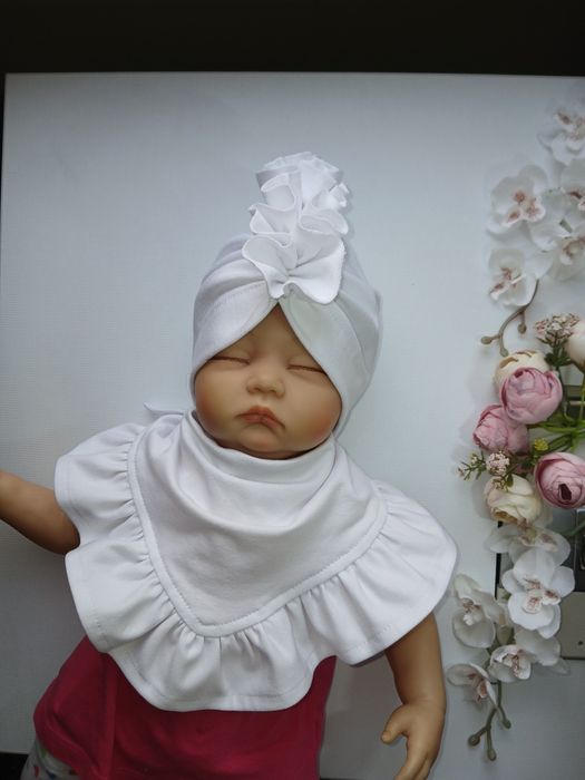 Czapka turban + chusta wiązana z falbanką  * komplet handmade *