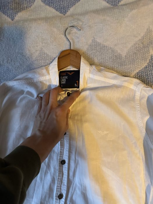 Biała koszula klasyczna męska - rozmiar S - elegancja