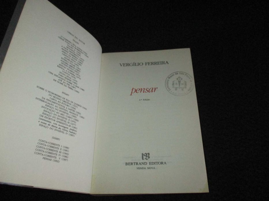 Livro Pensar Vergílio Ferreira 2ª edição