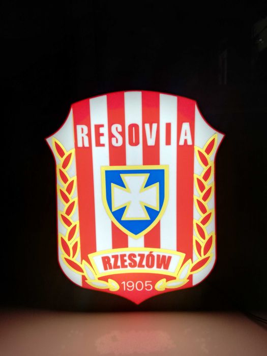 Herb klubu CWKS Resovia Rzeszów. Lampka led na biurko.