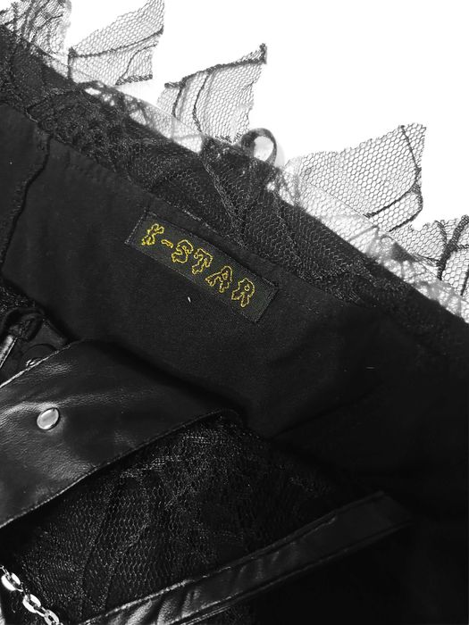 Czarna wiązana koszula z koronką K-star punk emo goth