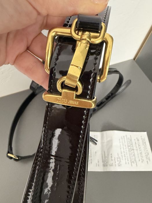 Сумка оригинал miu miu Patent Mini Hobo Black с чеком