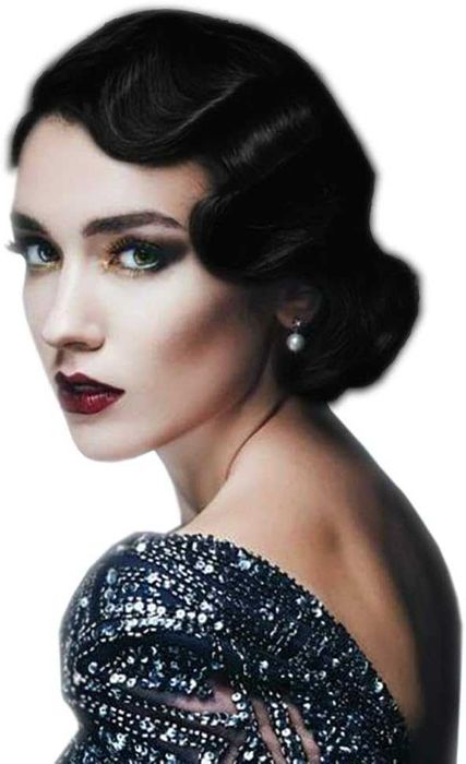 STfantasy Retro Czarna Peruka Finger Wave w Stylu Lat 20