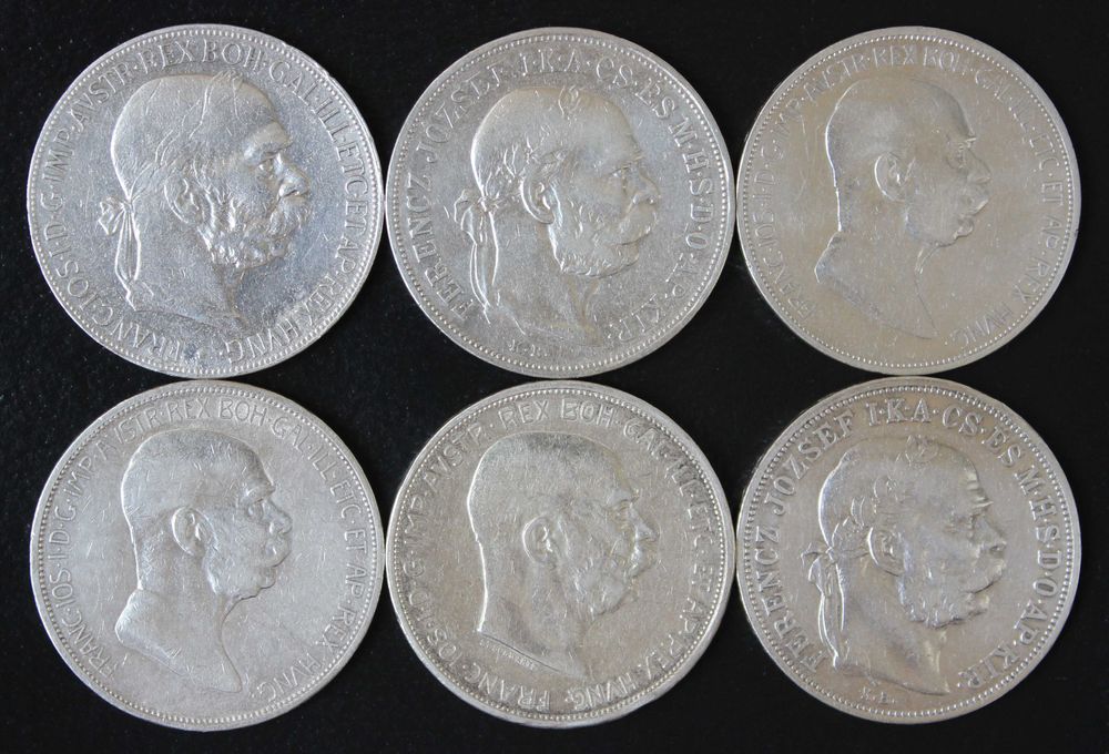 монета 5 крон(корон) 1900,1908,1909 года Австро-Венгрия