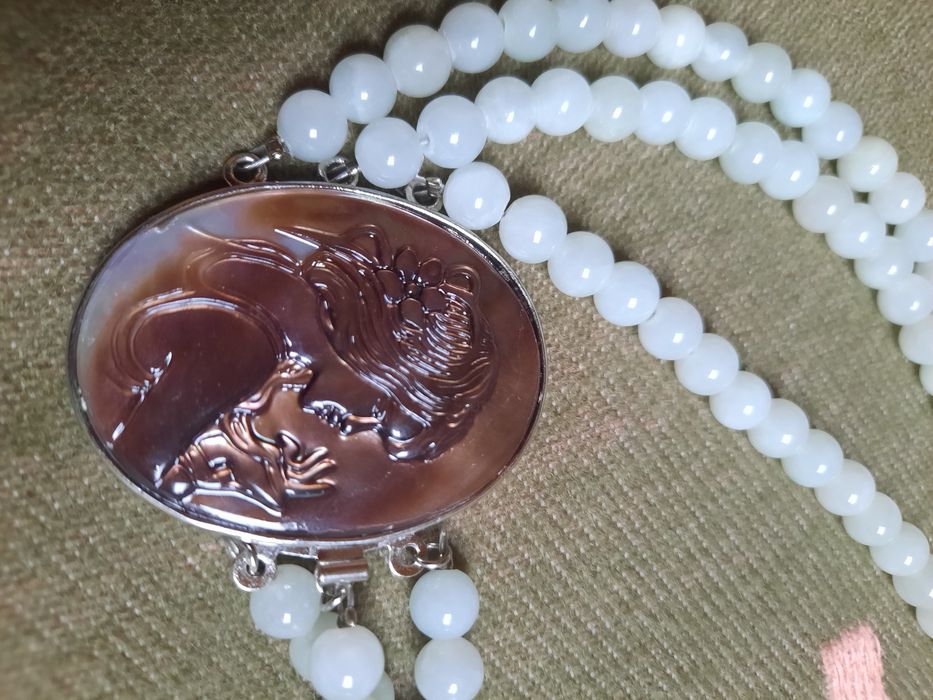 Elegancki naszyjnik korale kamień naturalny jadeit