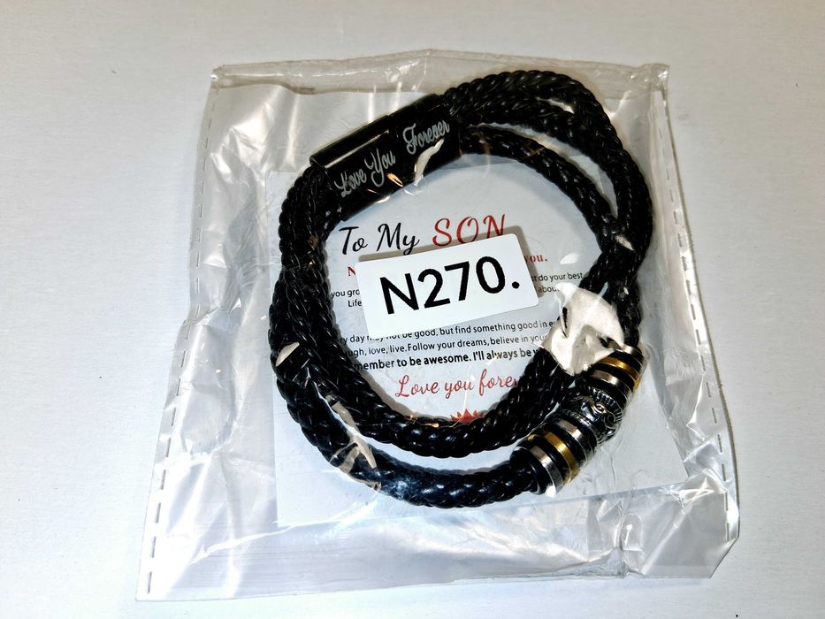 N270 Skórzana Bransoletka Męska Pleciona Dla Syna To My Son Prezent
