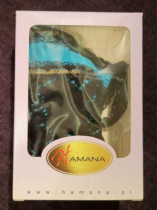 Stringi turkusowo-czarne rozm. S