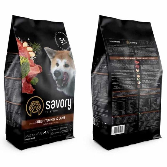 Сухий корм для собак великих порід Savory Large Turkey and Lamb 12кг