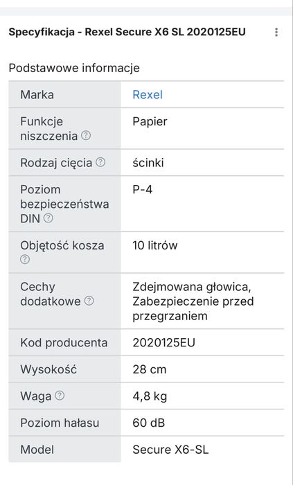 Niszczarka Rexel Secure X6 SL