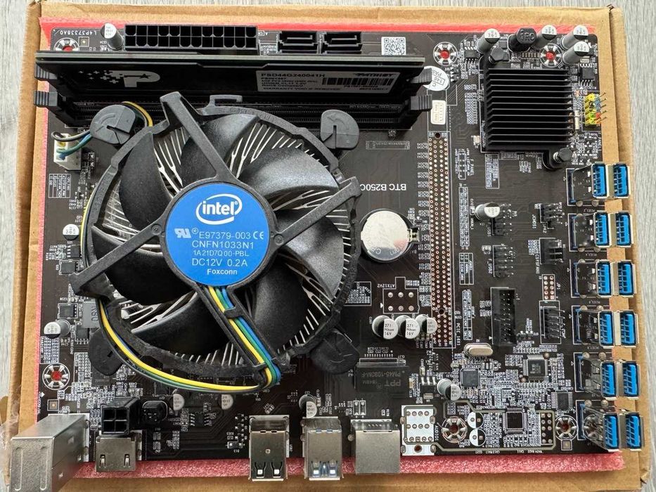 Материнська плата BTC B250C + процесор Intel G4400 3.30GHZ + оперативна пам'ять DDR4 4GB + кулер