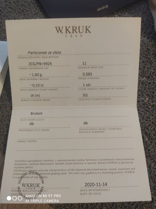 Pierścionek zaręczynowy roz11 W.Kruk