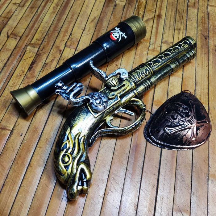 Набор Пирата детский 3 предмета: Пистоль, Подзорная труба, Наглазник