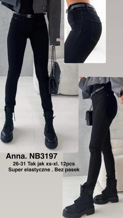 Jeansy czarne  skinny, wysoki stan