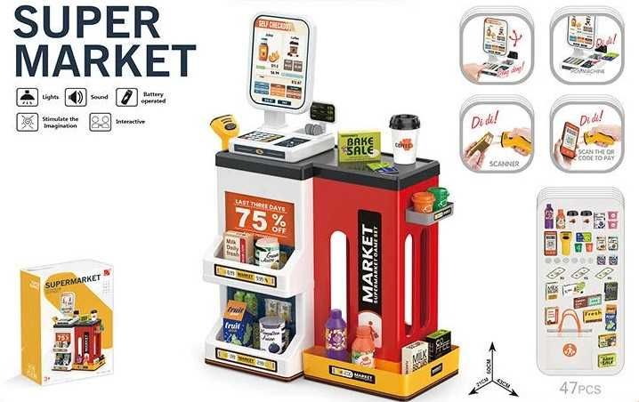ХІТ! Дитячий Магазин Супермаркет 668-148 47 предм каса, сканер, гроші