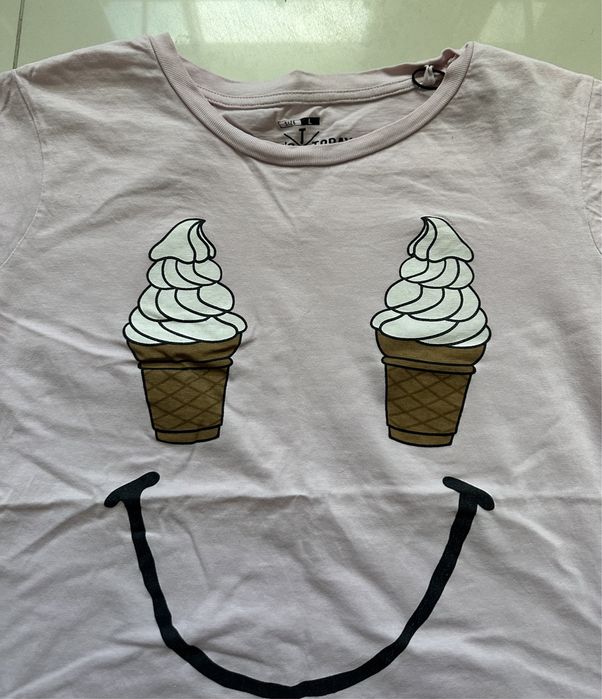 Koszulka tshirt rozmiar L pudrowy Róż różowa krótki rękaw