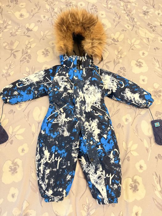 Теплий зимовий комбінезон з хутром 80+